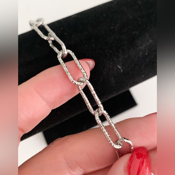 Textured Stainless Steel Paperclip Bracelet - Picture 4 of 6